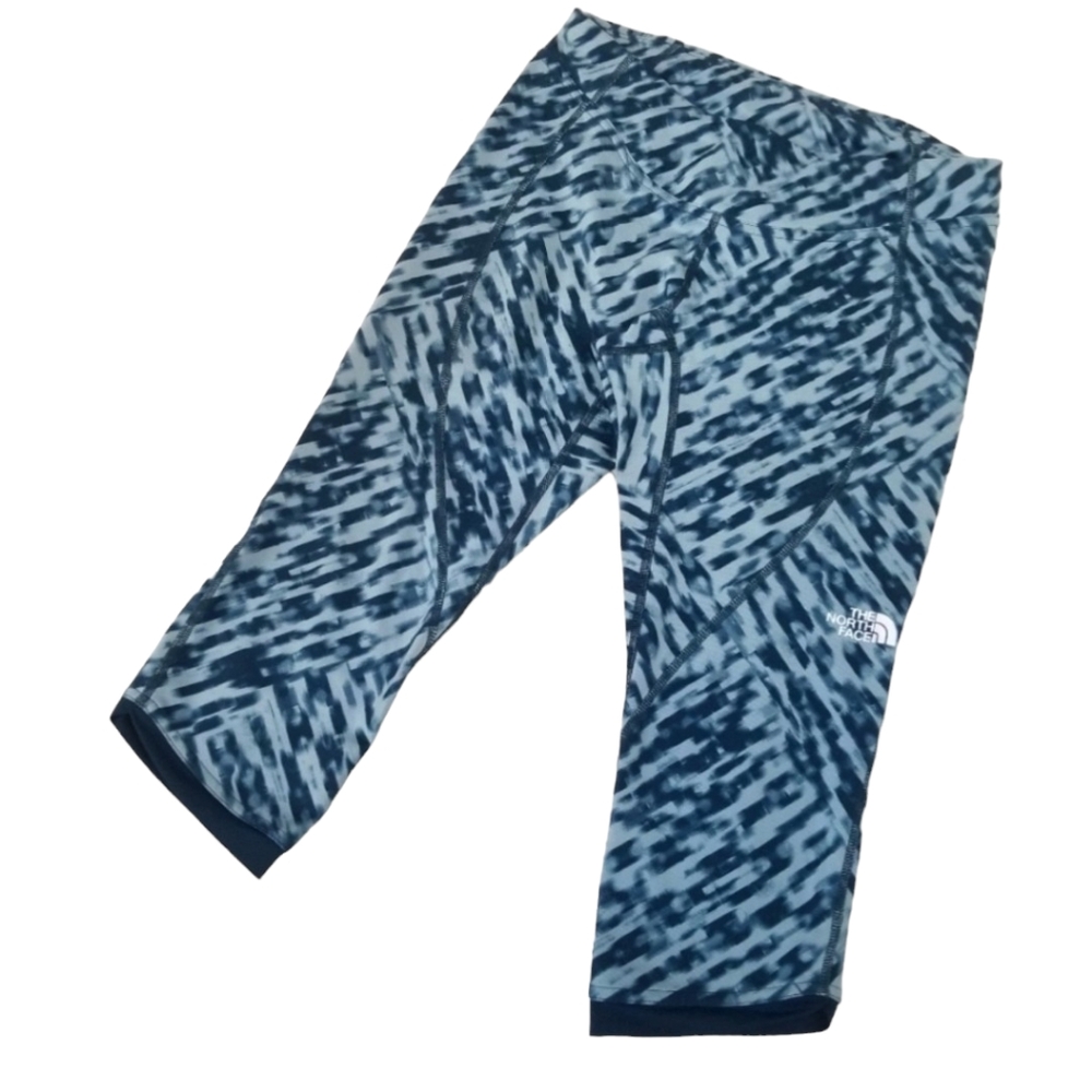 North Face Women Small | Capri Leggings | Blue & White | Zipper Pocket